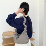 Ribbon Shirring String Shoulder Bag-Outfit
