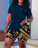 Fashionable Women's Wear Fashion Leisure Printed Home Pocket Suit-Outfit