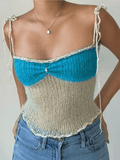 Lace Up Knitted Crop Cami Top-Outfit