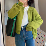 Zipper Knitted Sweater With A Girl's Early Autumn Short French Vintage Design Temperament Loose Jacket-Outfit
