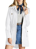 Military Jacket Women Fashion Long Sleeve Hooded Coat Spring Autumn Casual Streetwear Zip Up Drawstring Windbreaker