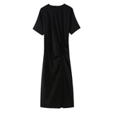 Open Fork Midi Dress 2025 Spring And Summer Collar Leisure Long