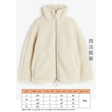 Women's Autumn And Winter Fashion Colliding Splicing Lead Resin Zipper To Keep Warm Imitation Lamb