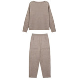 2025 Autumn And Winter New Set Of Sweater Thin Knit Trousers Casual Suit Women's