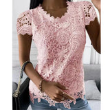 Explosion Women's 2025 Summer New T-Shirt Back Jacket Lace