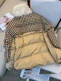 Winter Oversized Woolen Tweed Patchwork Jacket Women Windproof Basic Jacket Women Coat Warm Down Parka Oversized