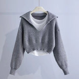 Fashion Sweater Set Women's New Deep V-Neck Collar Sweater Sling Vest Two-Piece Set In Autumn/Winter