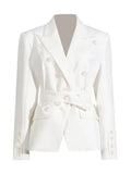 Toloer Lapel Suit Jacket Women 2024 Summer New Button Splicing Advanced Sense Women's Thin Small Suit-Outfit