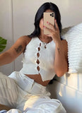 Winter Sexy Button Up Sleeveless Crop Knitted