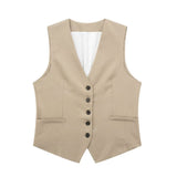 Women's 2025 Spring New Fashioned Colored Flax-Blend Vest + Shorts