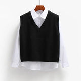 Outerwear Sweater Vest Women Knitted 2022 Spring Autumn Loose Sleeveless Girls V-Neck Pullover Short Tops Female