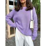 O-neck Long Sleeve Knitted Sweaters Women Solid Elegant Sweater Pullovers 2022 Office Female Fashion Casual Tops
