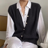 Cardigan Sweater Vest Loose 2021 Autumn and Winter Warm Knitted Vest Sweater for Women Loose Solid Sleeveless Sweaters