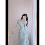Girl Super Fire French Casual Dress Dress Female Summer Beautiful Unique Pure Waist Skirt High-End