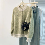 Toloer And Winter Dress New Women's Sweater Women's Korean Round Collar Bumpy Long-Sleeved Knitted Jersey Women Loose Thin