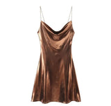 Women's Clothing 2025 Winter New Fashion Banquet Bright Metal Collar Short Sling