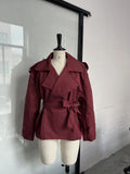 Pure Color Belt Short Jacket 2025 Spring And Autumn New
