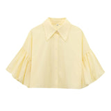 Short Top 2025 Spring Five-Sleeve Retro Temperament Bubble Sleeve Loose