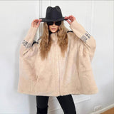 Autumn And Winter New Women's Casual Loose Long-Sleeved Hood Splicing Plush Fur Coat
