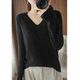 Winter Knitted Pullovers Cashmere Sweater Women V-neck 2022 Soft Knitwear Jumpers Basic Sweaters New Bottoming Tops