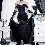 Summer New Fashionable Sexy Hot Girl Dress Dark Gothic Temperament Slim Buttocks Fishtail Skirt-Outfit
