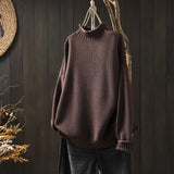 Literary And Art Retro Semi-High-Collar Sweater Women Loose Large Plate Type 2025 Autumn And Winter Casual Knitted Bottom