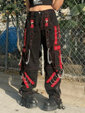 Chain Embellished Strap Straight Leg Pants-Outfit
