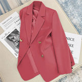 2025 New Grey Korean Blazer Lady French Style Fashion Suit