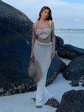 2025 Women's Explosive Sexy Knitted Short Sling Tape Open Umbilly Skirt