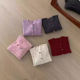 Soft Waxy Laziness Twist Sweater Coat 2024 Autumn And Winter Women's Color Love Button Knitted Cardigan Blouse-Outfit