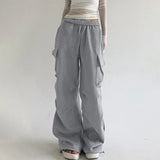 Solid Color Pocket Pleated Sweatpants-Outfit