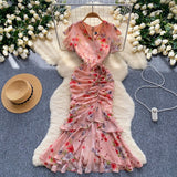 Cold Sister Goddess Fan Dress Heart Machine Draw Folding Belt Irregular Chopped Fishtail Skirt