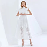 Elegant Patchwork Ruffle Lace Dress For Women Sleeveless High Waist Oversized Dresses Female 2022 Womens