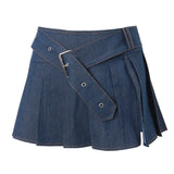 Toloer Women's Vintage Cardigan Long-Sleeved Top Street Denim Style Sexy Short Skirt Suit Girl-Outfit
