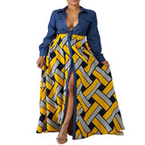 Spring Summer New Women's Dress Denim Woven Stripe Print