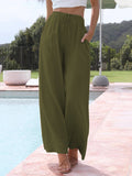 Cotton And Linen Drawstring Casual Trousers