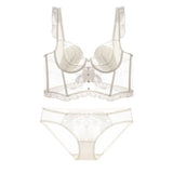 Lace Small Flying Sleeve Corset Soft Steel Ring Fish Bone Bouquet Of Beautiful Vest Bunny Cup Bra Set