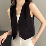 Toloer Vest Women's Vest Outside The New 2024 Autumn Jacket Slim Sleeveless Short Vest Jacket Horse Clip-Outfit