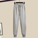 Toloer Summer Fashion Suit Female Net Red New Short Sweater Sweater With Sweatpants Casual Two Sets-Outfit
