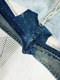 Denim Bow Polka Dot Printed Butterfly Chain Mini Skirt-Outfit