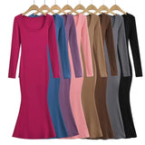 Trendy Women's Dress Net Red Style Pure Style Sexy Side Repair Height Waist Long-Sleeved Hip Skirt-Outfit