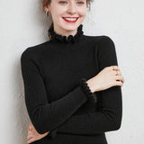 Toloer And Winter 2023 New Women's Knitwear Korean Version Of The Flower Collar Draw Bottom Shirt With Sweater Coat Jacket-Outfit