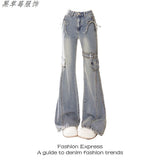 Micro-Tight Jeans Women Autumn New Retro Hottie Slimming High-Sight Belt Splicing Pants