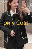 All-match High-waist Pleated Skirt Long Sleeve Lapel Blazer A-Line Elegant Shirt Clothes Preppy Style