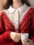 Toloer And Winter New Design Heavy Industry Hook Flower Wearing Alpaca Thick Sweater Senior Sense Loose Knit Shirt