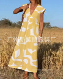 Ladies Style V-Neck Loose Waist Dress 2025 Summer Fashion New Set Long