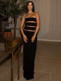 Black Slit Tube Maxi Dress-Outfit