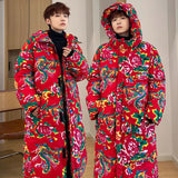 Long Cotton-Padded Coat Coat Northeast Dahua Chinese Style Hanfu Men And Women Loose Warm Cold Hooded Cotton-Padded Jacket Lovers-Outfit