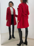 Autumn And Winter New Women's Wool Long With Slim Woolen Coat Pure Color Simple Slim Coat-Outfit