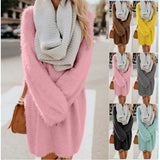 Plus Size Long Sweaters Plush Bat Sleeve Women Oversized Knitted Dress Chirstmas Sweater Dress Autumn Winter Jumper